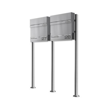 Metzler Boîte aux Lettres Support Immeuble Collectif Aluminium Gris RAL 9007 Gravure Laser | Hermann