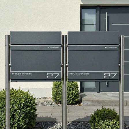 Metzler Edelstahl Standbriefkasten Mehrfamilienhaus Lasergravur | Hermann