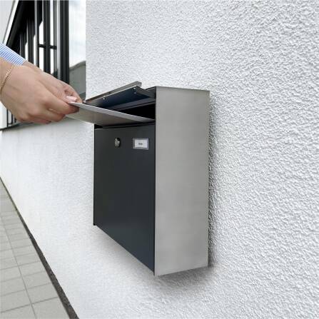 Metzler Briefkasten in Anthrazit | BK212 mit austauschbarem Namensschild