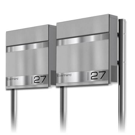 Metzler Edelstahl Standbriefkasten Mehrfamilienhaus Graualuminium RAL9007 | Stencil