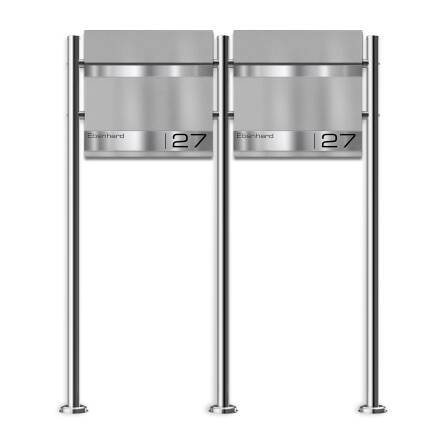 Metzler Edelstahl Standbriefkasten Mehrfamilienhaus Graualuminium RAL9007 | Stencil