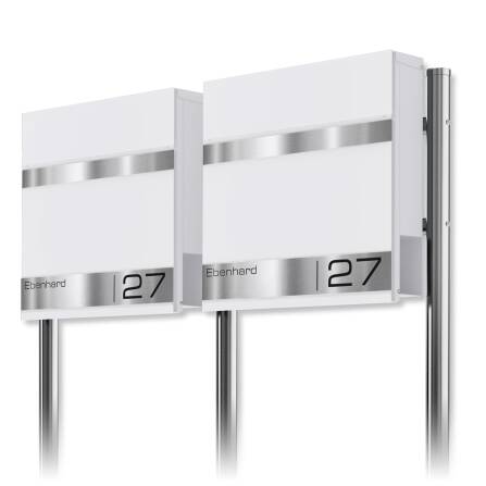 Metzler Edelstahl Standbriefkasten Mehrfamilienhaus Verkehrsweiß RAL9016 | Stencil