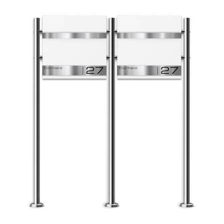 Metzler Edelstahl Standbriefkasten Mehrfamilienhaus Verkehrsweiß RAL9016 | Stencil