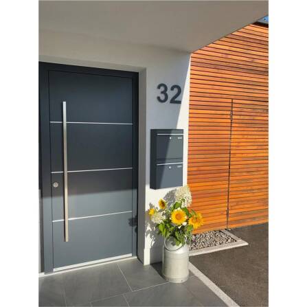 Metzler Zweifach Briefkasten | mit austauschbaren Namensschildern | RAL7016 Anthrazitgrau | BK212 vertikal