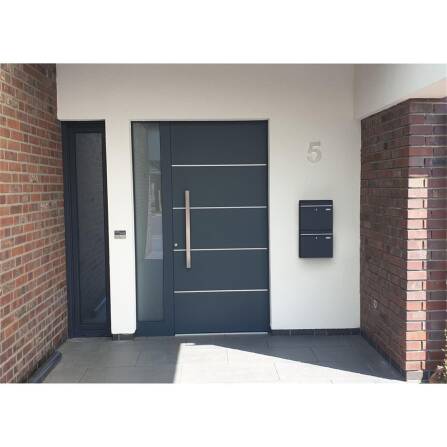 Metzler Zweifach Briefkasten | mit austauschbaren Namensschildern | RAL7016 Anthrazitgrau | BK212 vertikal