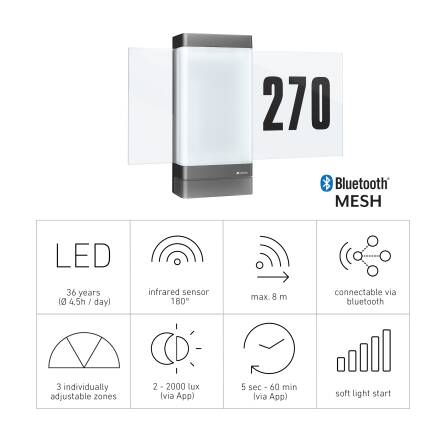 LED Außenleuchte | L 270 DIGI SC | Anthrazit | Sensor & Bluetooth