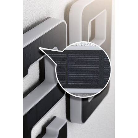 LED Solarhausnummer | Schwarz | integrierter Akku | Höhe 23 cm