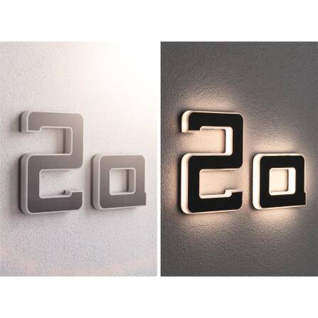 LED Solarhausnummer | Schwarz | integrierter Akku | Höhe 13,4 cm | a