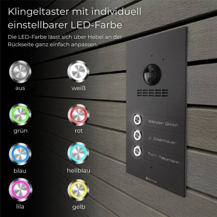 Metzler VDM10 2.0 Videocitofono Multifamiliare | 3 Pulsanti Campanello | DB 703 Micaceo | Kian