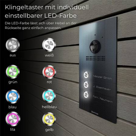 Metzler VDM10 2.0 Mehrfamilien Video-Türsprechanlage | 3 Klingeltaster | Linen Tex Black | Kian