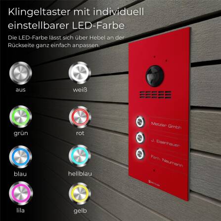 Metzler VDM10 2.0 Mehrfamilien Video-Türsprechanlage | 3 Klingeltaster | Wunschfarbe nach RAL | Kian