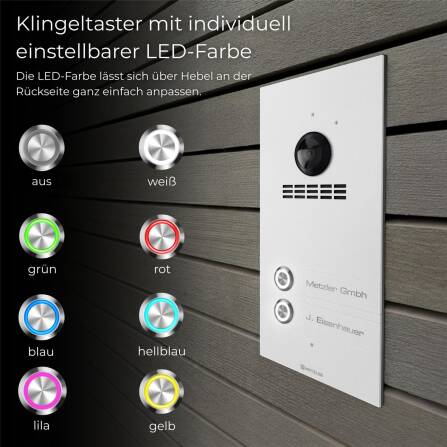 Metzler VDM10 2.0 Mehrfamilien Video-Türsprechanlage | 2 Klingeltaster | RAL 9016 Verkehrsweiß | Kian