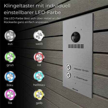 Metzler VDM10 2.0 Mehrfamilien Video-Türsprechanlage | 2 Klingeltaster | RAL 9007 Graualuminium | Kian