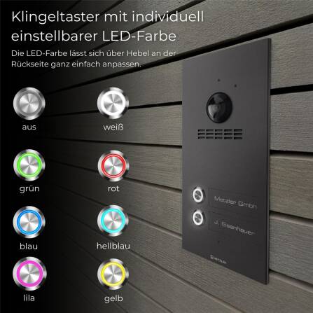 Metzler VDM10 2.0 Interphone Vidéo Immeubles Collectifs | 2 Boutons de Sonnette | DB 703 Mica de Fer | Kian