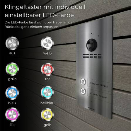 Metzler VDM10 2.0 Interphone Vidéo Immeubles Collectifs | 2 Boutons de Sonnette | Acier Inoxydable brossé | Kian