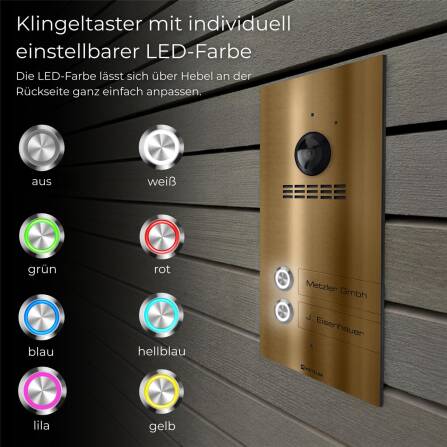 Metzler VDM10 2.0 Mehrfamilien Video-Türsprechanlage | 2 Klingeltaster | Bronze | Kian