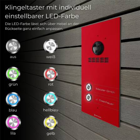 Metzler VDM10 2.0 Mehrfamilien Video-Türsprechanlage | 2 Klingeltaster | Wunschfarbe nach RAL | Kian