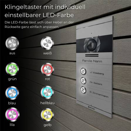 Metzler VDM10 2.0 Mehrfamilien Video-Türsprechanlage | 3 Klingeltaster | RAL 9007 Graualuminium | Colson