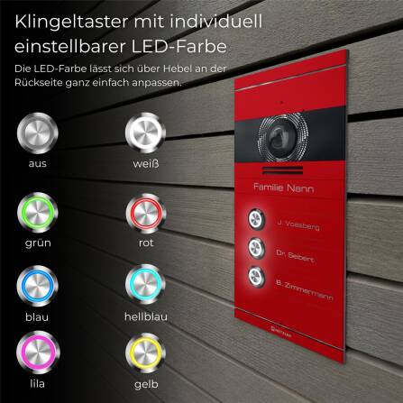 Metzler VDM10 2.0 Videocitofono multifamiliare | 3 pulsanti di chiamata | Colore personalizzato secondo RAL | Colson