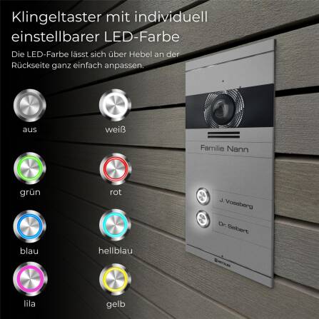 Metzler VDM10 2.0 Mehrfamilien Video-Türsprechanlage | 2 Klingeltaster | RAL 9007 Graualuminium | Colson