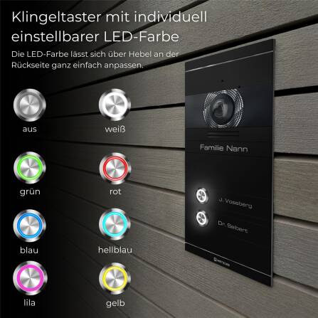 Metzler VDM10 2.0 Mehrfamilien Video-Türsprechanlage | 2 Klingeltaster | RAL 9005 Tiefschwarz | Colson