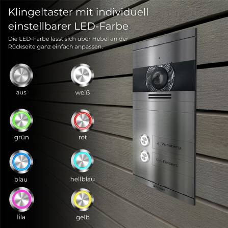 Metzler VDM10 2.0 Mehrfamilien Video-Türsprechanlage | 2 Klingeltaster | Edelstahl gebürstet | Colson
