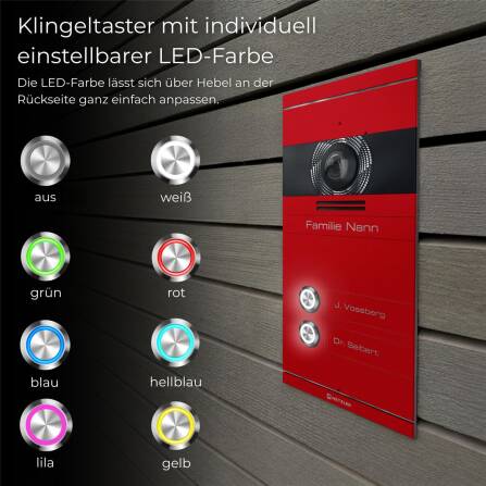 Metzler VDM10 2.0 Mehrfamilien Video-Türsprechanlage | 2 Klingeltaster | Wunschfarbe nach RAL | Colson