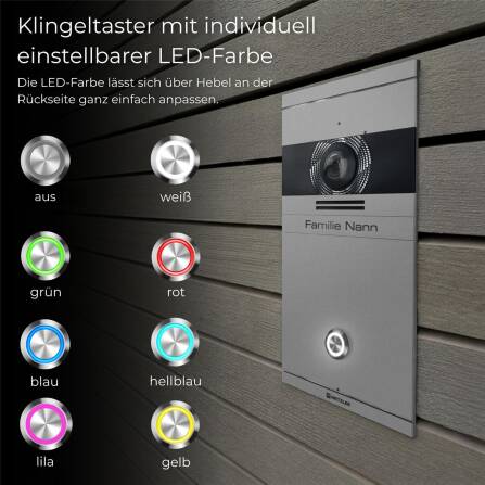 Metzler VDM10 2.0 Video-Türsprechanlage | 1 Klingeltaster | RAL 9007 Graualuminium | Colson
