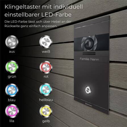 Metzler VDM10 2.0 Video-Türsprechanlage | 1 Klingeltaster | DB 703 Eisenglimmer | Colson