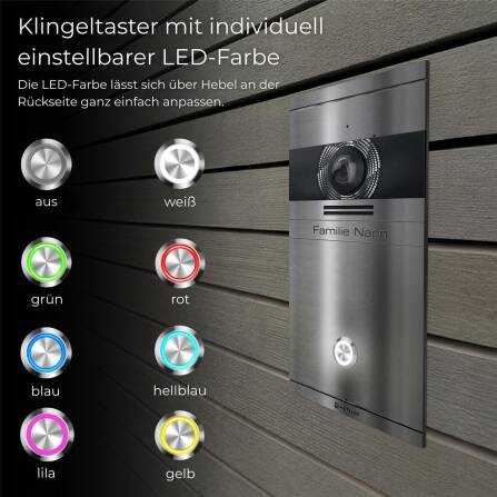 Metzler VDM10 2.0 Video-Türsprechanlage | 1 Klingeltaster | Edelstahl gebürstet | Colson