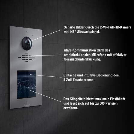 Metzler VDM10 2.0 Interphone Vidéo modulaire | Immeubles Individuels et Collectifs | RAL 9007 Aluminium Gris | Horizon