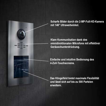 Metzler VDM10 2.0 Interphone Vidéo modulaire | Immeubles Individuels et Collectifs | Acier Inoxydable brossé | Horizon
