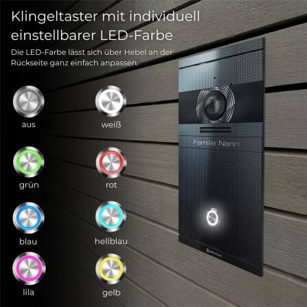 Metzler VDM10 2.0 Video-Türsprechanlage | 1 Klingeltaster | Linen Tex Black | Colson