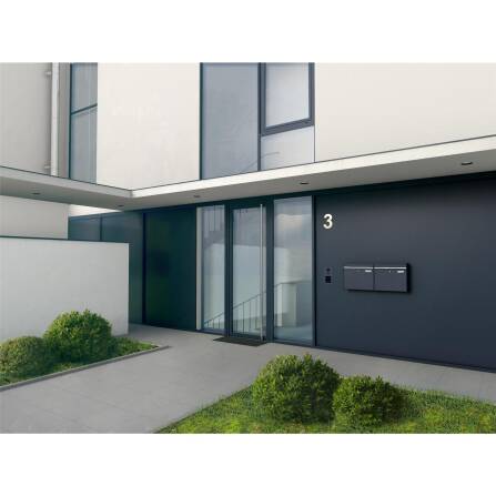 Metzler Zweifach Briefkasten | mit austauschbaren Namensschildern | RAL7016 Anthrazitgrau | BK212 horizontal