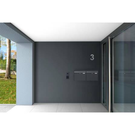 Metzler Zweifach Briefkasten | mit austauschbaren Namensschildern | RAL7016 Anthrazitgrau | BK212 horizontal