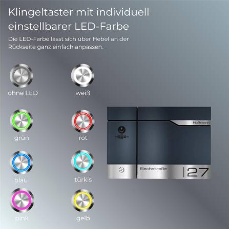 Metzler Briefkasten rostfrei und massiv, RAL7016 Anthrazitgrau mit Videosprechanlage VDM10 2.0, Modell Siebert Links