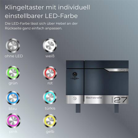 Metzler Standbriefkasten rostfrei und massiv, RAL7016 Anthrazitgrau mit Videosprechanlage VDM10 2.0, Modell Siebert Links