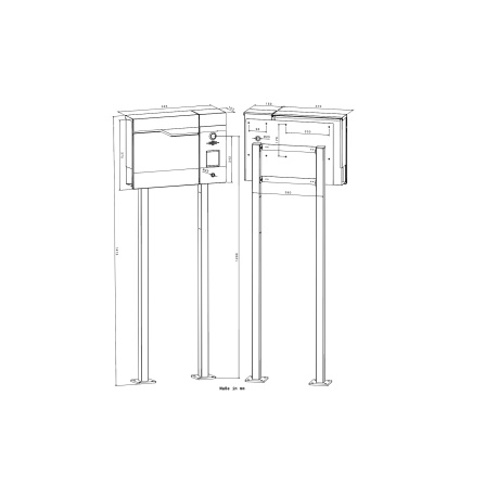Metzler Standbriefkasten rostfrei und massiv, RAL7016 Anthrazitgrau mit Videosprechanlage VDM10 2.0, Modell Siebert Links