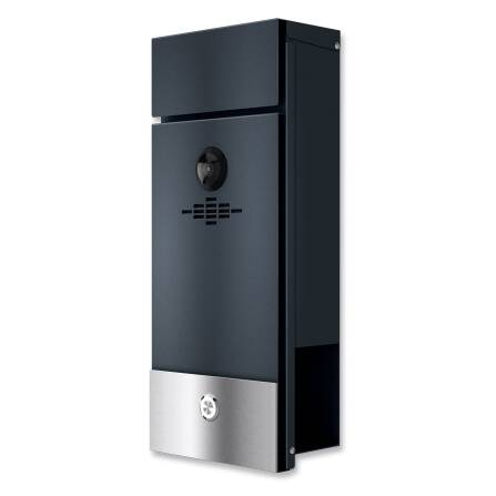 Metzler Interphone Vidéo VDM10 2.0 en RAL7016 Anthtracite compatibe avec Boîte aux Lettres Modèle Siebert à gauche