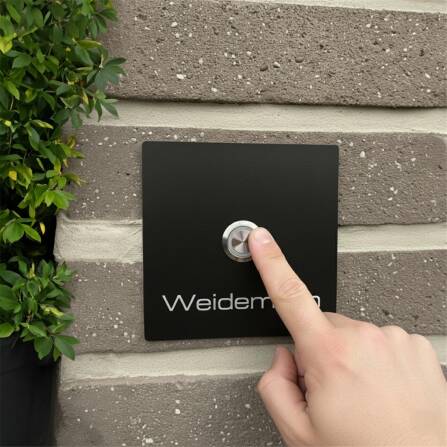 Metzler Türklingel mit Gravur + LED-Taster | RAL 9005 Tiefschwarz | Stella