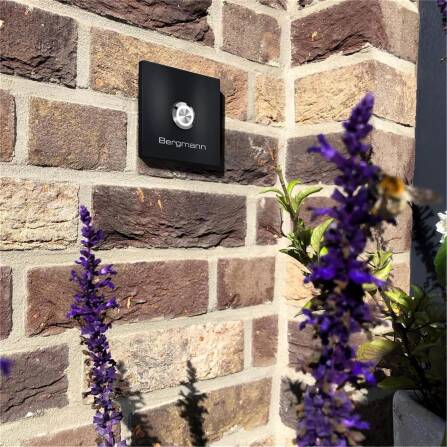 Metzler Türklingel mit Gravur + LED-Taster | RAL 9005 Tiefschwarz | Stella