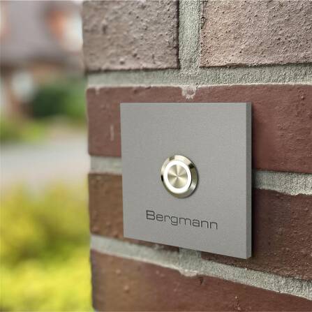 Campanello Metzler con incisione + pulsante LED | RAL 9007 Alluminio grigio | Stella