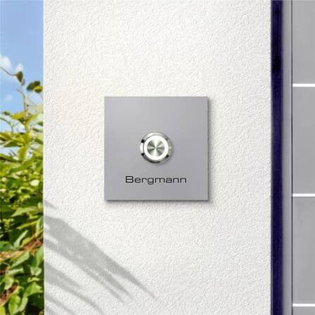 Campanello Metzler con incisione + pulsante LED | RAL 9007 Alluminio grigio | Stella