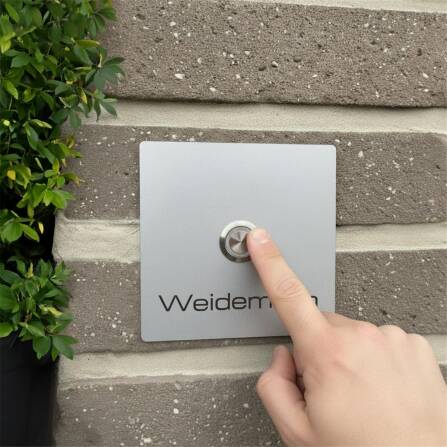 Campanello Metzler con incisione + pulsante LED | RAL 9007 Alluminio grigio | Stella