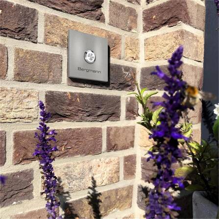 Campanello Metzler con incisione + pulsante LED | RAL 9007 Alluminio grigio | Stella