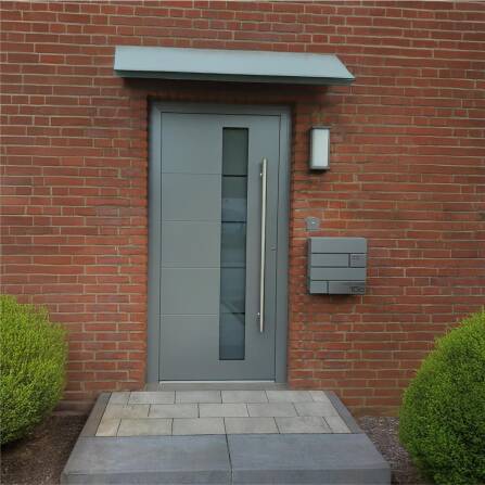 Campanello Metzler con incisione + pulsante LED | RAL 9007 Alluminio grigio | Stella