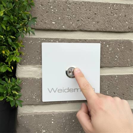 Metzler Türklingel mit Gravur + LED-Taster | RAL 9016 Verkehrsweiß | Stella