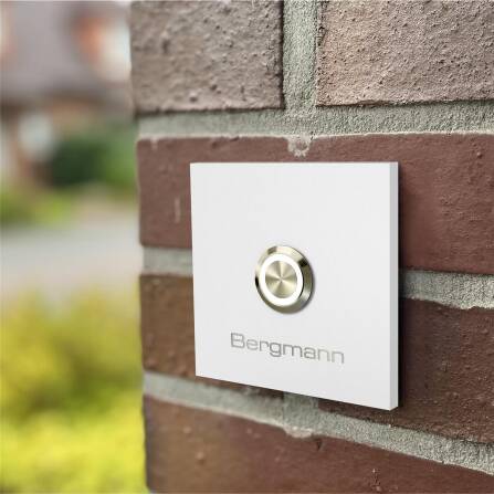 Metzler Türklingel mit Gravur + LED-Taster | RAL 9016 Verkehrsweiß | Stella