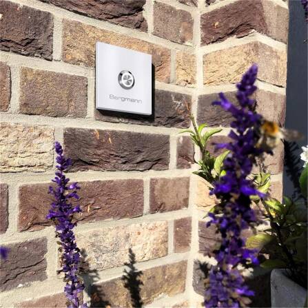 Metzler Türklingel mit Gravur + LED-Taster | RAL 9016 Verkehrsweiß | Stella