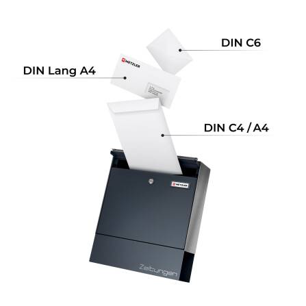 Metzler Briefkasten mit Zeitungsfach | RAL7016 Anthrazitgrau | BK212-RE-ZF
